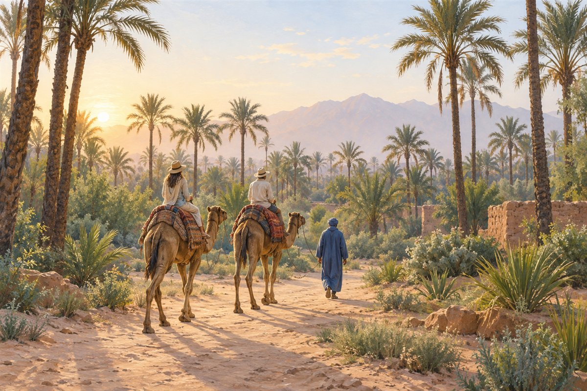 Illustration d’une balade privée matinale dans la Palmeraie de Marrakech