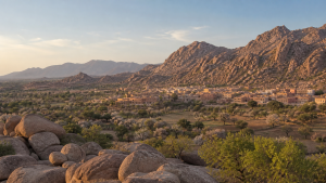 Tafraoute et ses villages au milieu des rochers de granit et des amandiers de l’Anti-Atlas