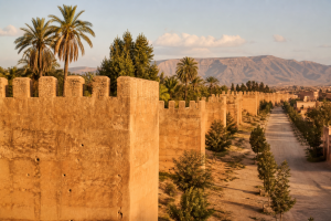 Remparts ocre de Taroudant bordés de palmiers