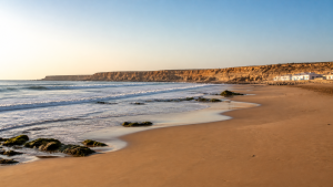 Sidi Moussa Aglou beach and Atlantic cliffs in the morning light