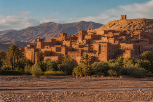 Ksar en terre près de Ouarzazate dans la lumière du soir