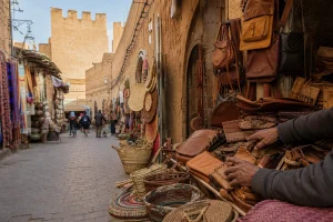 Étal d'artisanat dans un souk près des remparts de Taroudant